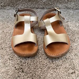 Freshly Picked Metallic Gold T-Strap Kids Sandals